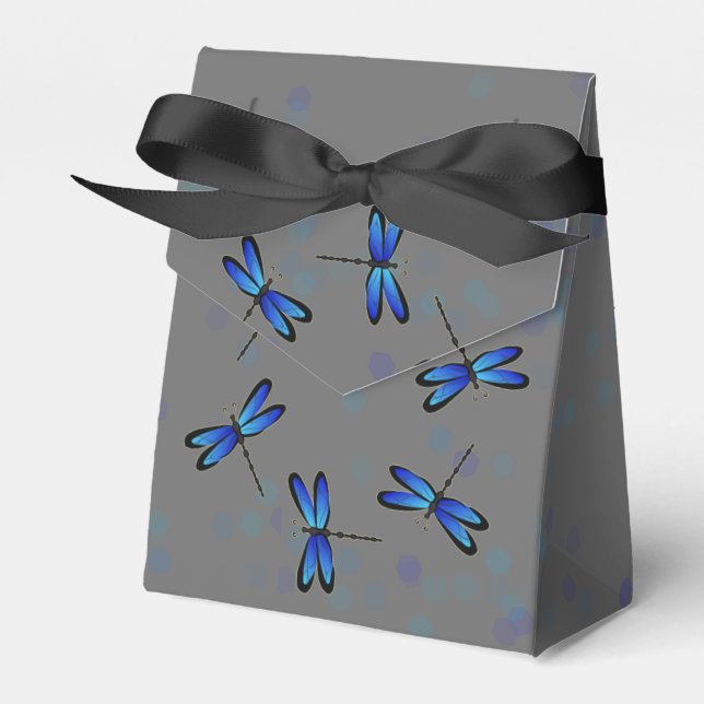 blue dragonflies favor box (Front Side)