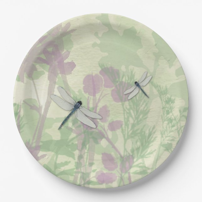 Blue Dragonflies Paper Plate (Front)