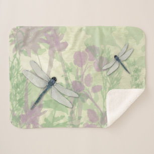 Blue Dragonflies Sherpa Blanket