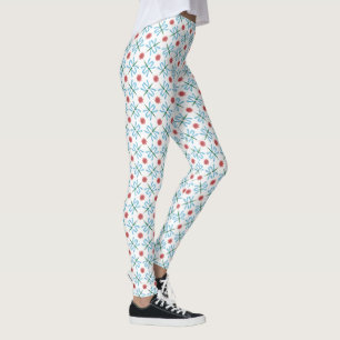 Blue Dragonflies, Small Pink Water Lilies on White Leggings