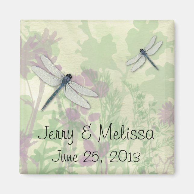 Blue Dragonflies Wedding Favour Magnet (Front)