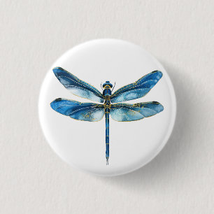 Blue dragonfly  1 inch round button