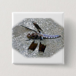 Blue Dragonfly 2 Inch Square Button