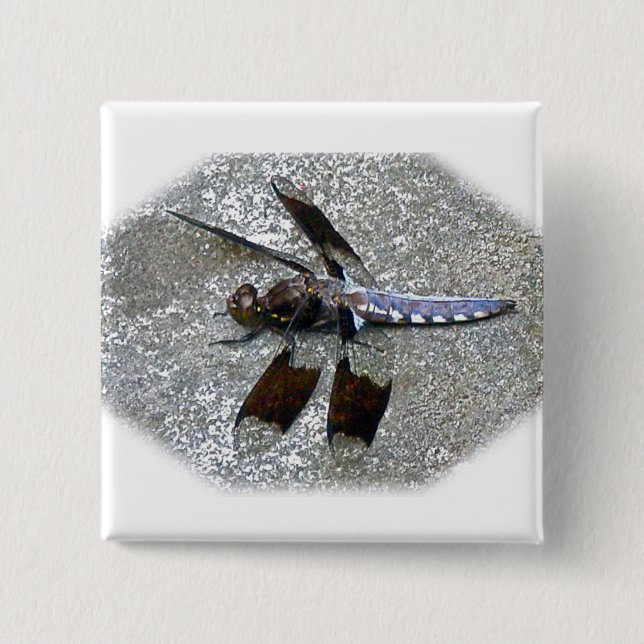 Blue Dragonfly 2 Inch Square Button (Front)
