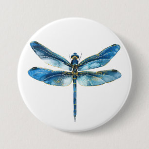 Blue dragonfly  3 inch round button