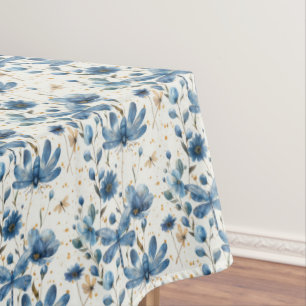 Blue Dragonfly and Flowers Tablecloth