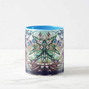 Blue Dragonfly at the pond vintage illustration  Mug