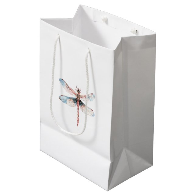 Blue Dragonfly Bridal Shower Medium Gift Bag (Front Angled)