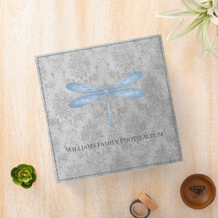 Blue Dragonfly Damask Family Photo Album Binder