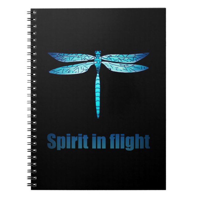 Blue Dragonfly in Flight Illustration Notebook (Front)