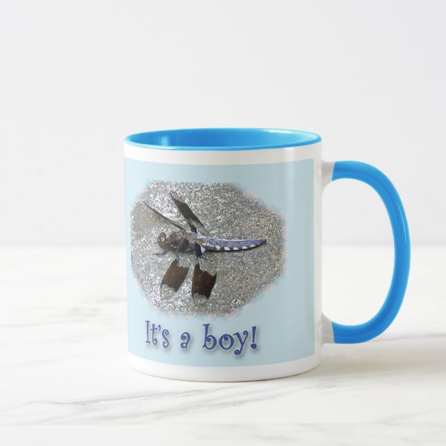 Blue Dragonfly It's a boy! New Baby Mug (Right)