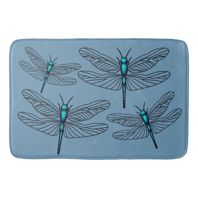 Blue Dragonfly Lg Bath Mat (Front)