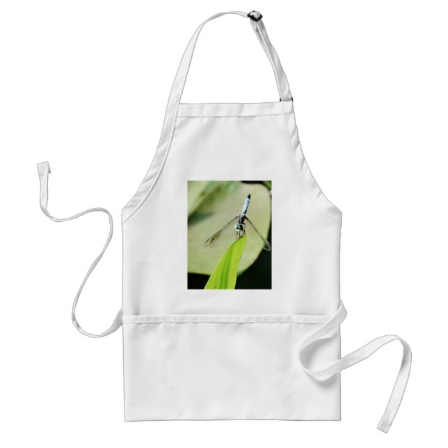 Blue Dragonfly on a green leaf Standard Apron (Front)