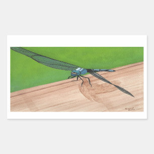 Blue Dragonfly on a Rail Stickers