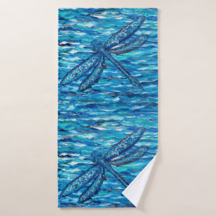 Blue Dragonfly Painting Bath Towel Set