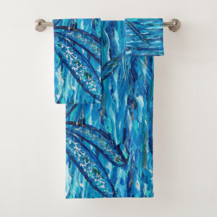 Blue Dragonfly Painting Bath Towel Set