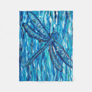 Blue Dragonfly Painting Fleece Blanket