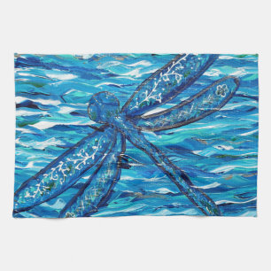 Blue Dragonfly Painting Kitchen Towel