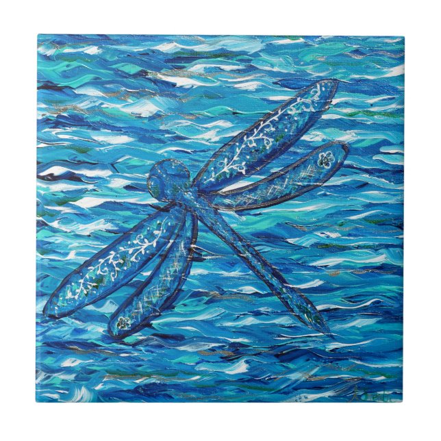 Blue Dragonfly Painting Tile (Front)