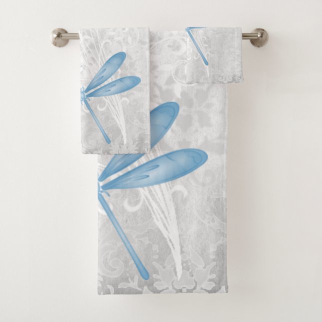 Blue Dragonfly Personalized Bath Towel Set (Insitu)
