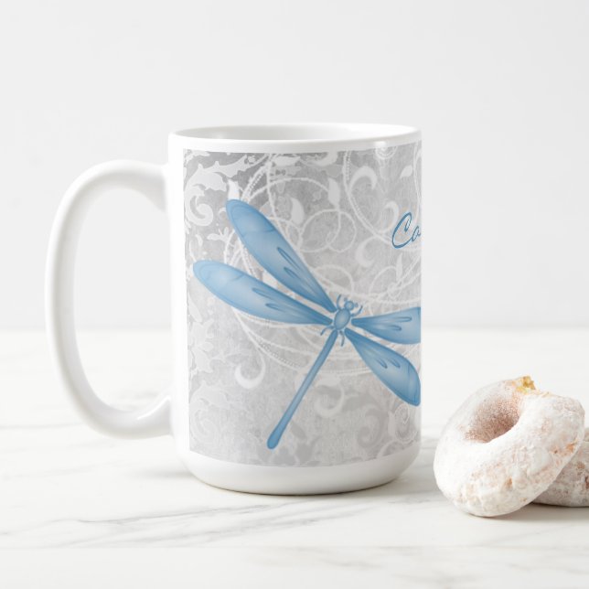Blue Dragonfly Personalized Coffee Mug (With Donut)