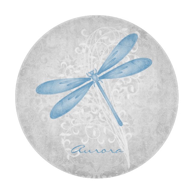 Blue Dragonfly Personalized Cutting Board (Front)
