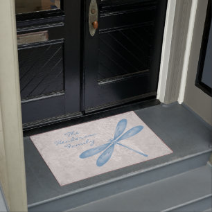 Blue Dragonfly Personalized Doormat