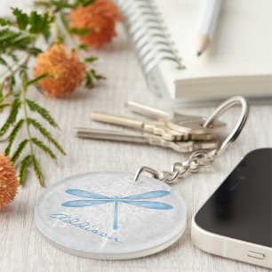 Blue Dragonfly Personalized Keychain