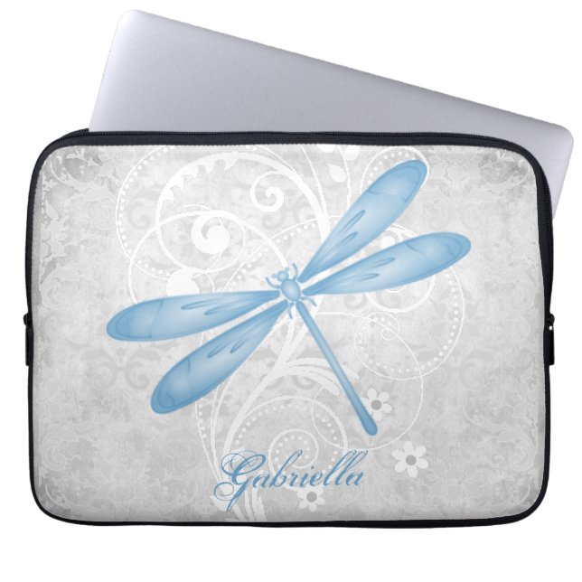 Blue Dragonfly Personalized Laptop Sleeve (Front)