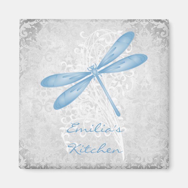 Blue Dragonfly Personalized Magnet (Front)