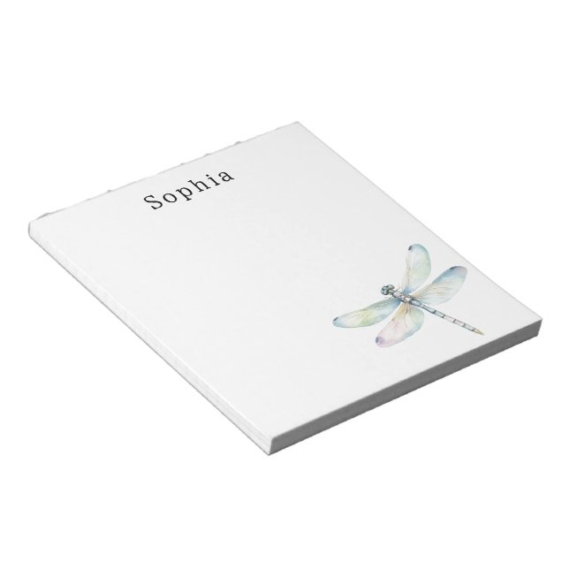 Blue Dragonfly Personalized Name Notepad (Angled)