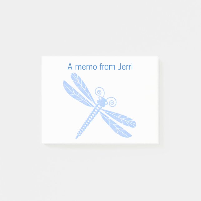 Blue Dragonfly Post It Note Pad (Front)