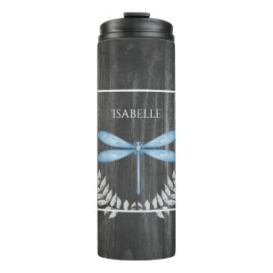 Blue Dragonfly Rustic Personalized Thermal Tumbler