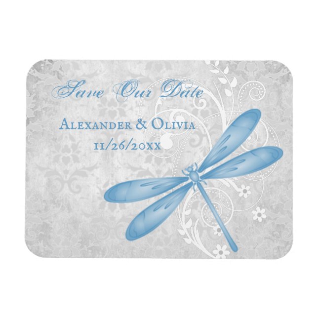 Blue Dragonfly Save The Date Magnet (Horizontal)