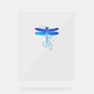 Blue Dragonfly Shirt Watercolor Art Damselfly Inse Acrylic Sign