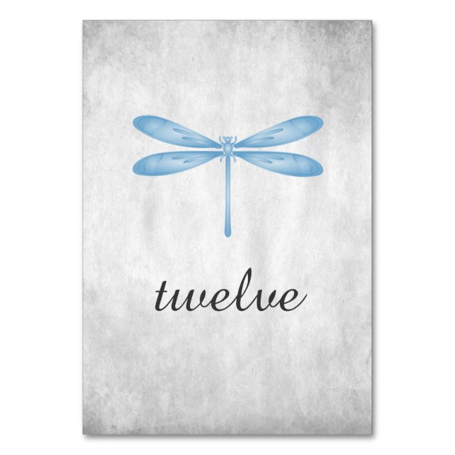Blue Dragonfly Table Number Card (Front)