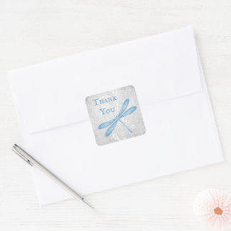 Blue Dragonfly Thank You Stickers