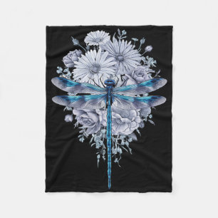 Blue Dragonfly Watercolor Art Insects Lover Earth Fleece Blanket