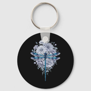 Blue Dragonfly Watercolor Art Insects Lover Earth Keychain