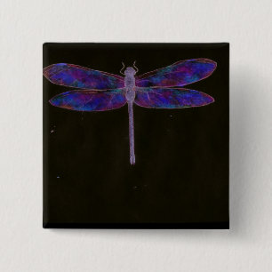 Blue Dragonfly wearable art 2 Inch Square Button