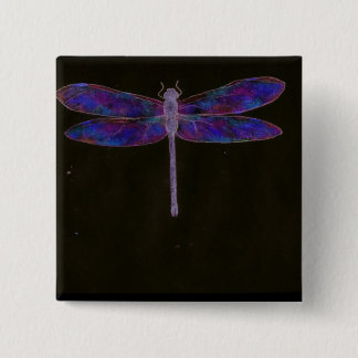 Blue Dragonfly wearable art 2 Inch Square Button