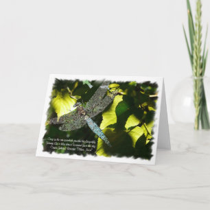 Blue Dragonfly with Green Leaves/Quotation Card