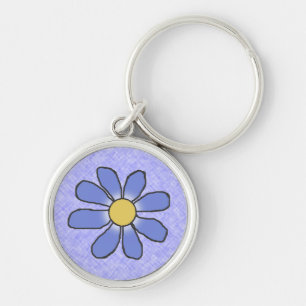 Blue Drawn Flower Keychain