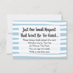 Blue Drawn Stripe Baby Shower Bring A Book Card
