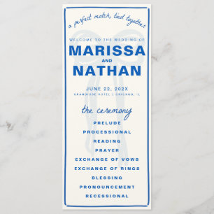 Blue Drawn Together Bow Wedding Program