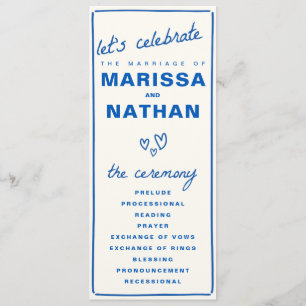 Blue Drawn Together Wedding Program