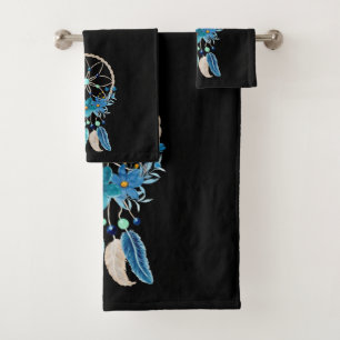 Blue Dreamcatcher Stylish Boho Design Bath Towel Set