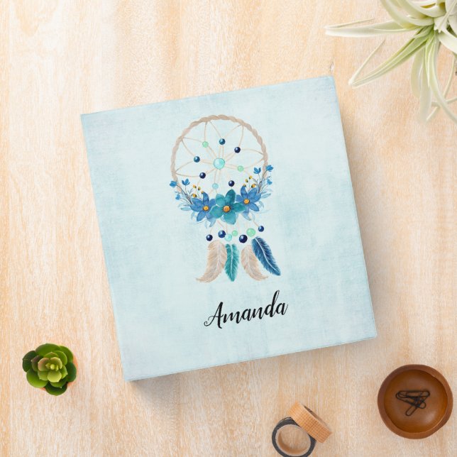 Blue Dreamcatcher Stylish Boho Design Binder (In Situ)