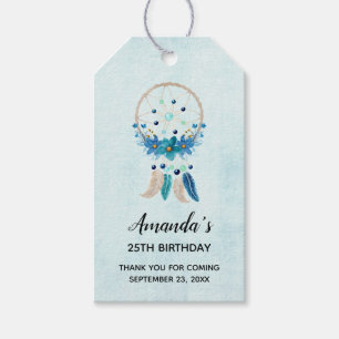 Blue Dreamcatcher Stylish Boho Design Birthday Gift Tags