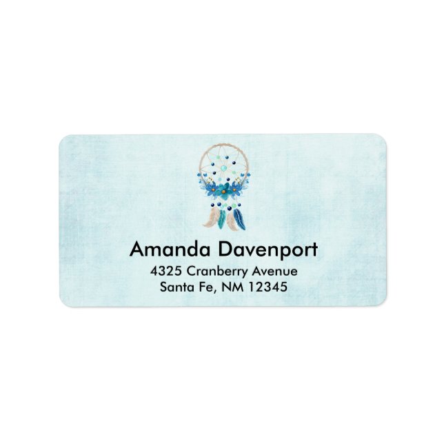 Blue Dreamcatcher Stylish Boho Design Label (Front)